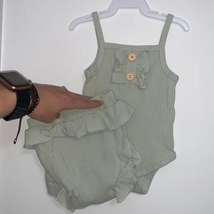 Onesie and High Rise Bummie Set (6M) Darker Mint
